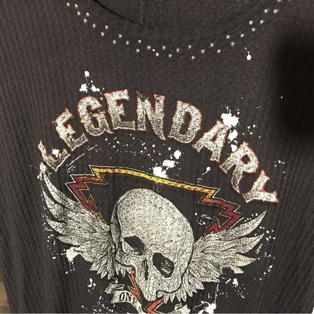 Torrid Skull Thermal Long Sleeve Shirt Size 2 Plus Studded - Picture 5 of 5
